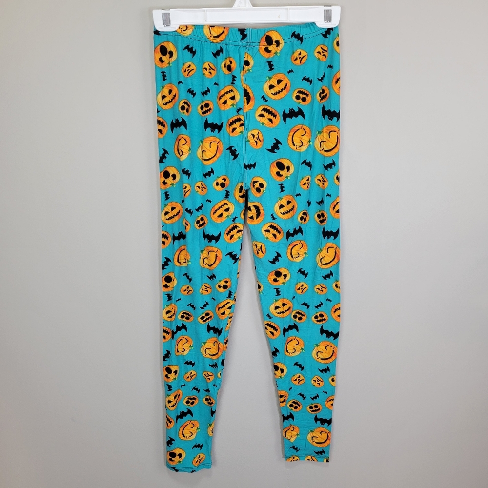Happy Jack-o-lanterns and Bats Polyester Spandex Leggings One Size Fits All - Picture 5 of 7